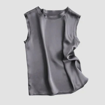 Fudus Seidensatin-Top ohne Ärmel: Designerstück