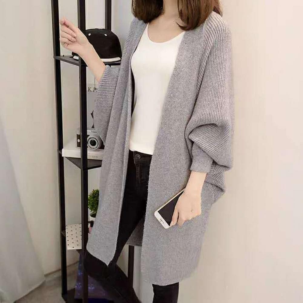 Krohn-e | Langer Cardigan - Weiches Strickmaterial - Offene Vorderseite - Lockere Passform mit Taschen