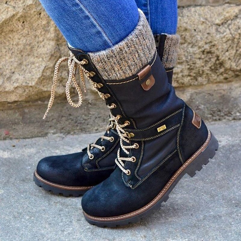 Krohn-e | Bis Kniehohe Kampfstiefel für Damen