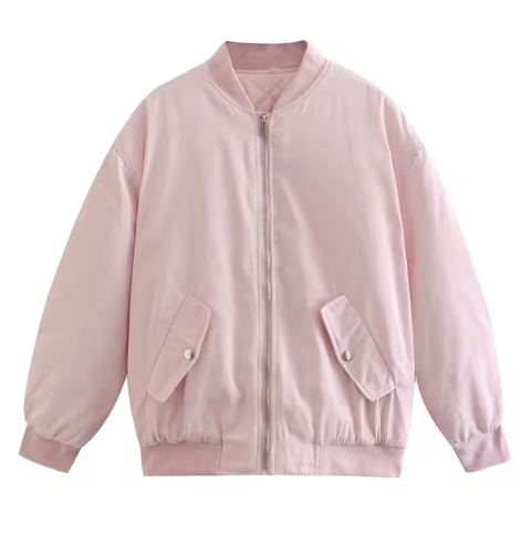 Baumwolljacke Cleo: figurbetonte, unifarbene Stehkragenjacke