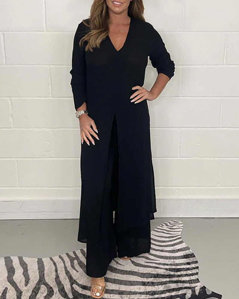 Avelena Zweiteiler: Langues Oberteil und Hose