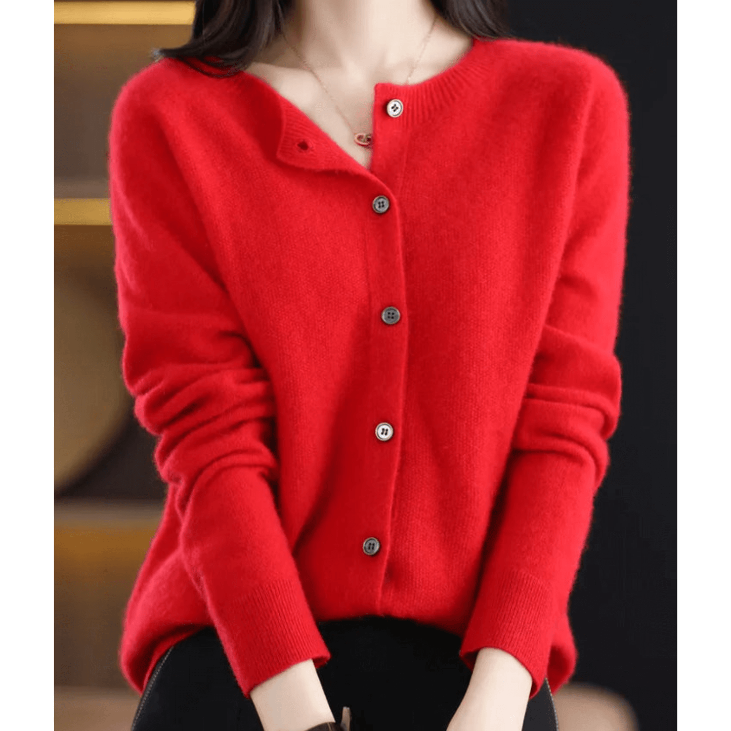 Krohn-e | Damen Feinstrickjacke Mit Rundhalsausschnitt