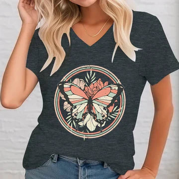 Fudus V-Neck bedrucktes Shirt