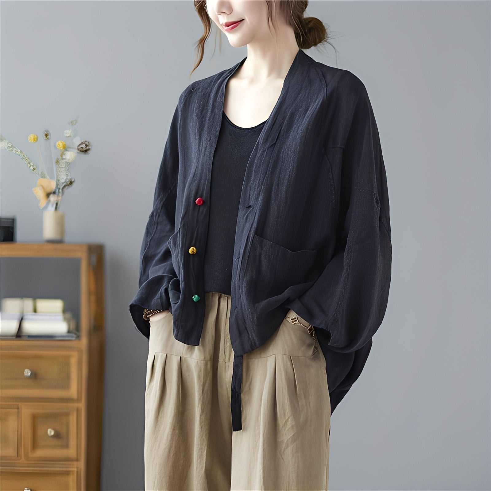 Krohn-e | Locker kurzer Cardigan mit Taschen