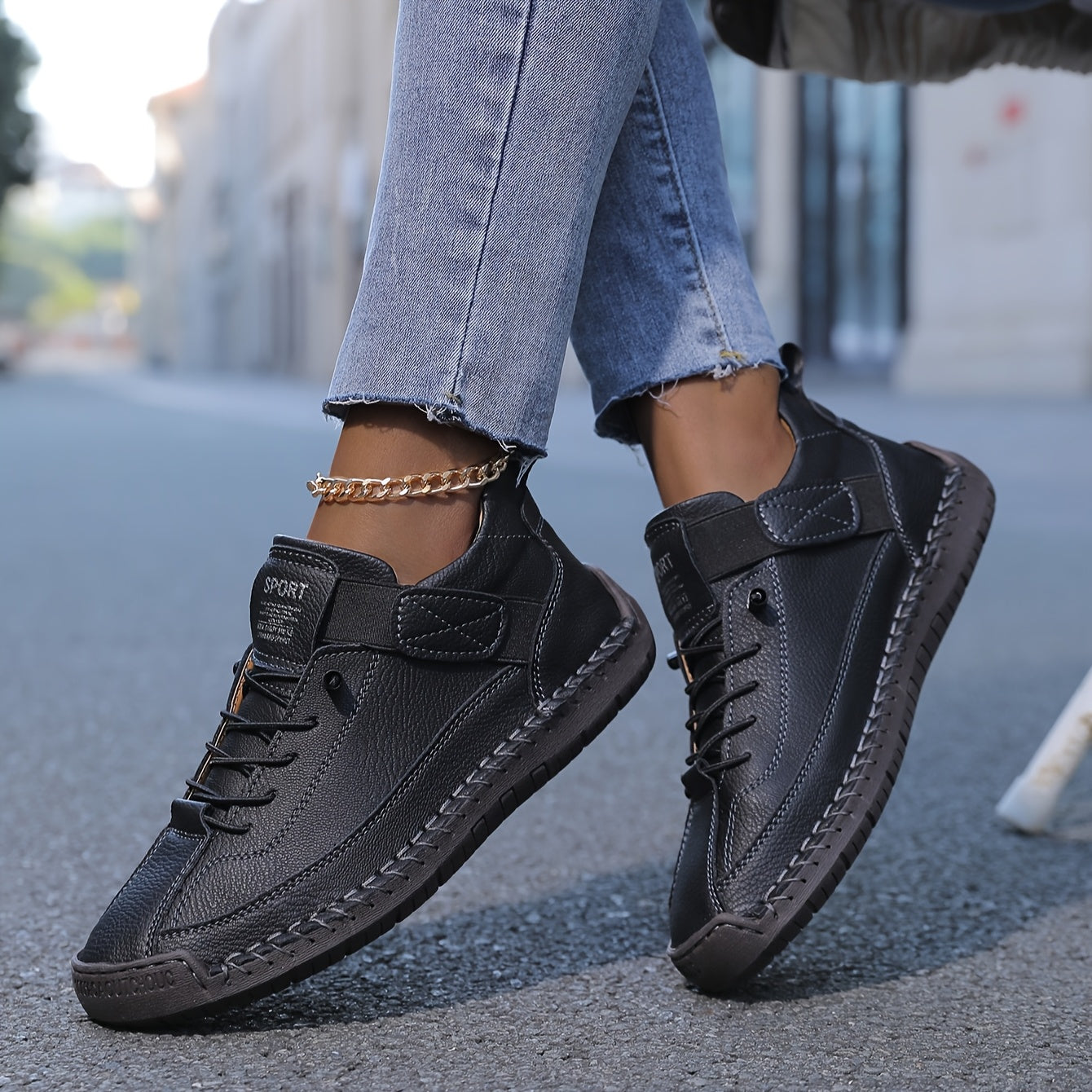 Lotte | Damen-Flachschuhe mit Schnürung und Klettverschluss