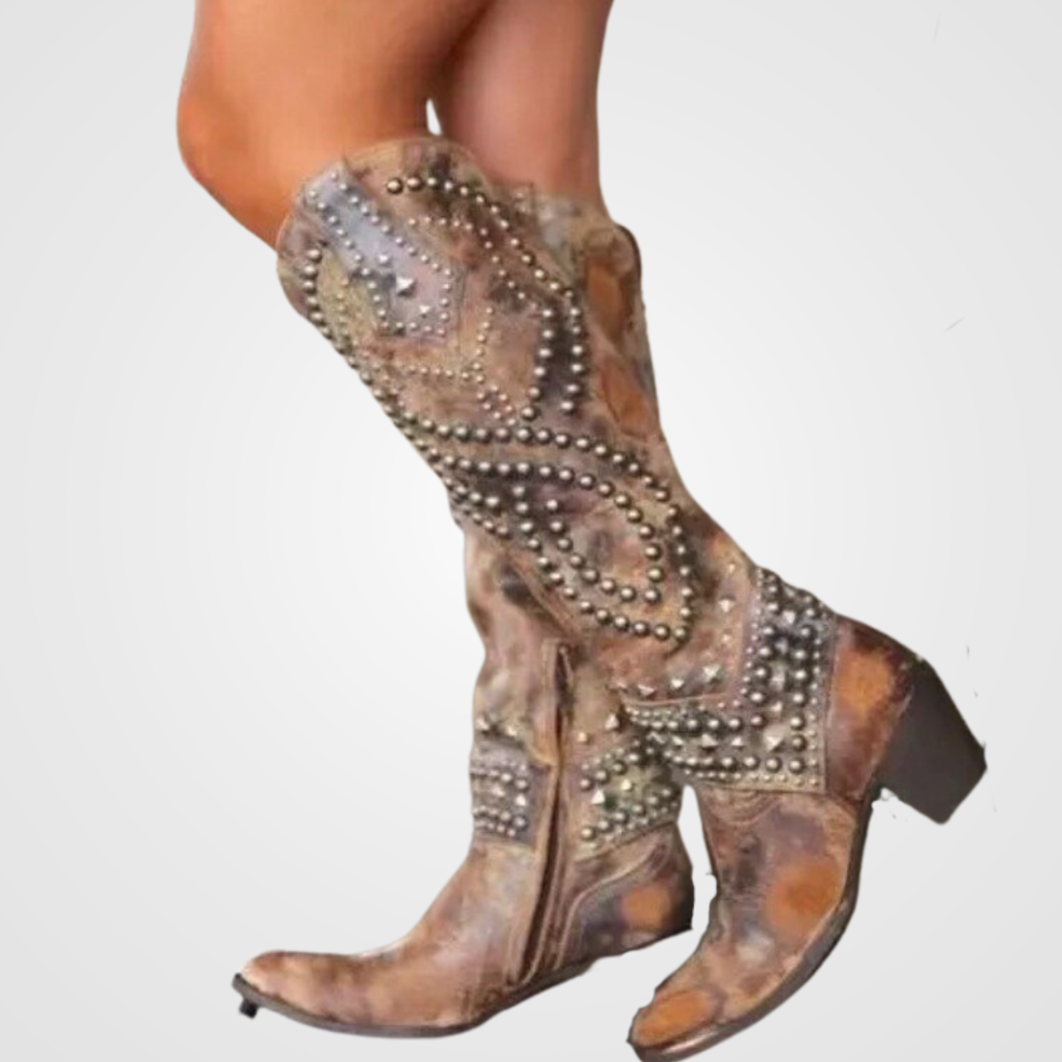 Krohn-e | Lange Stiefel mit Nieten-Design