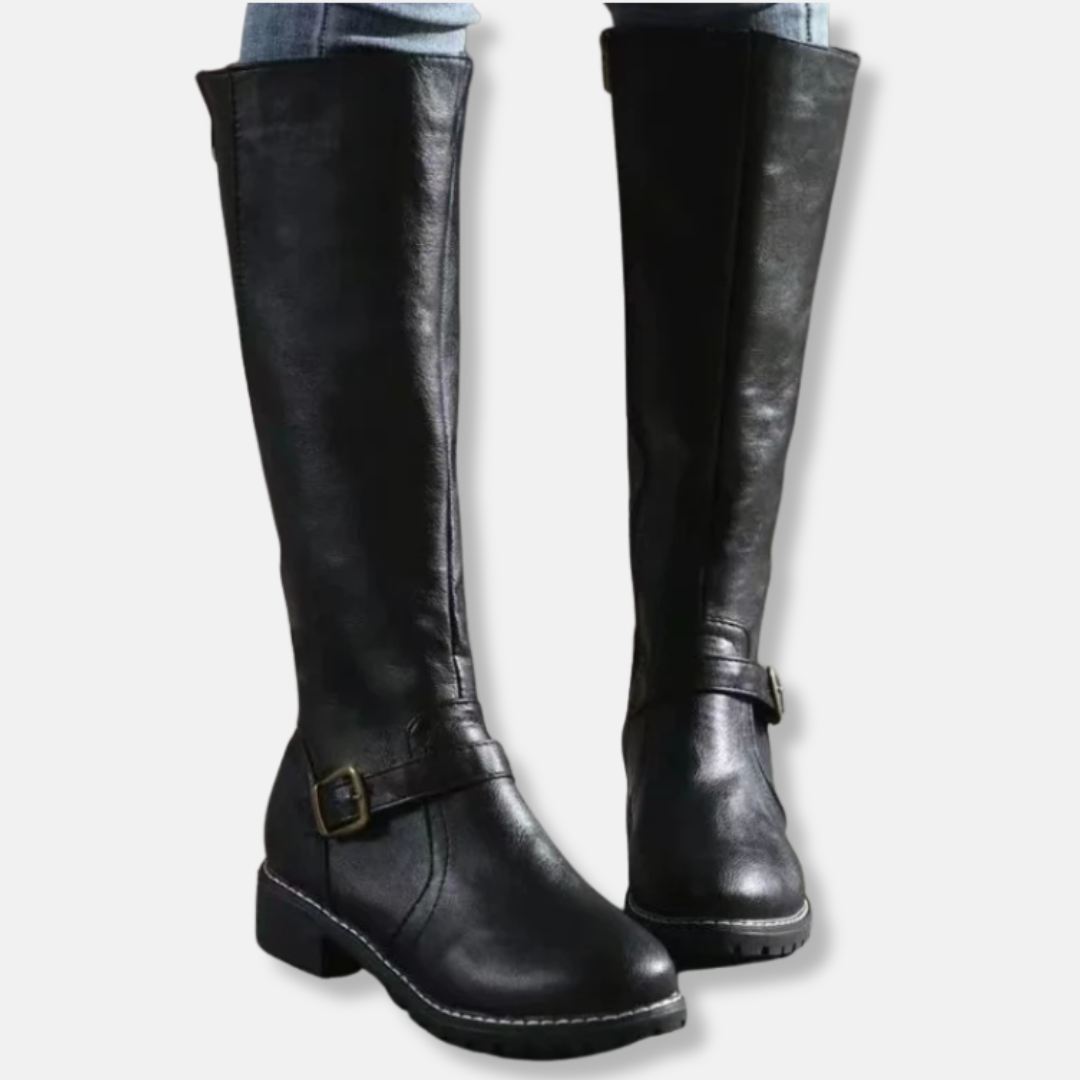 Krohn-e | Stiefel - Lederähnliches Material - Knielanger Schaft - Doppelte Reißverschlussöffnung