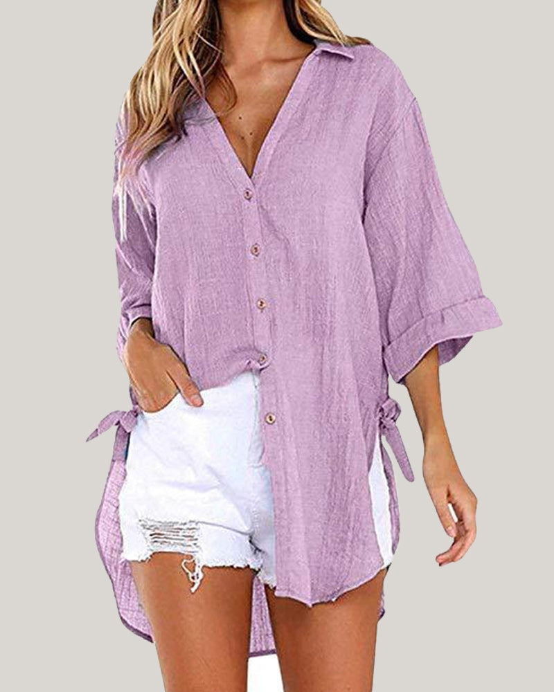 Hemd mit seitlichen Bindebändern