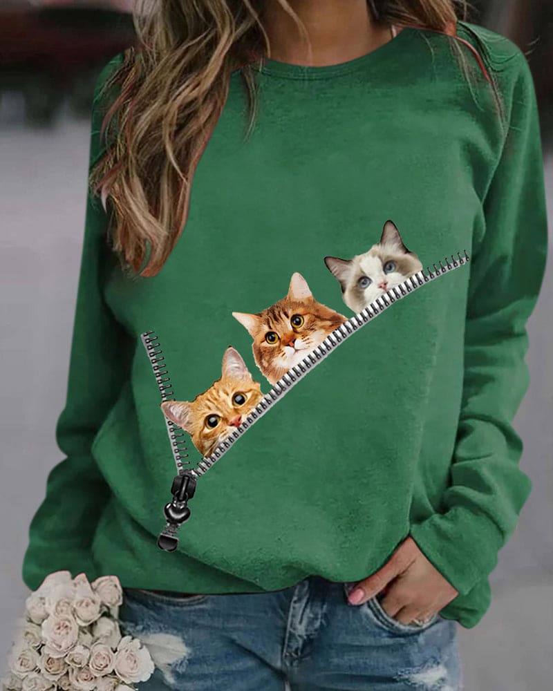 Katzen-Sweatshirt für Damen von Fudus