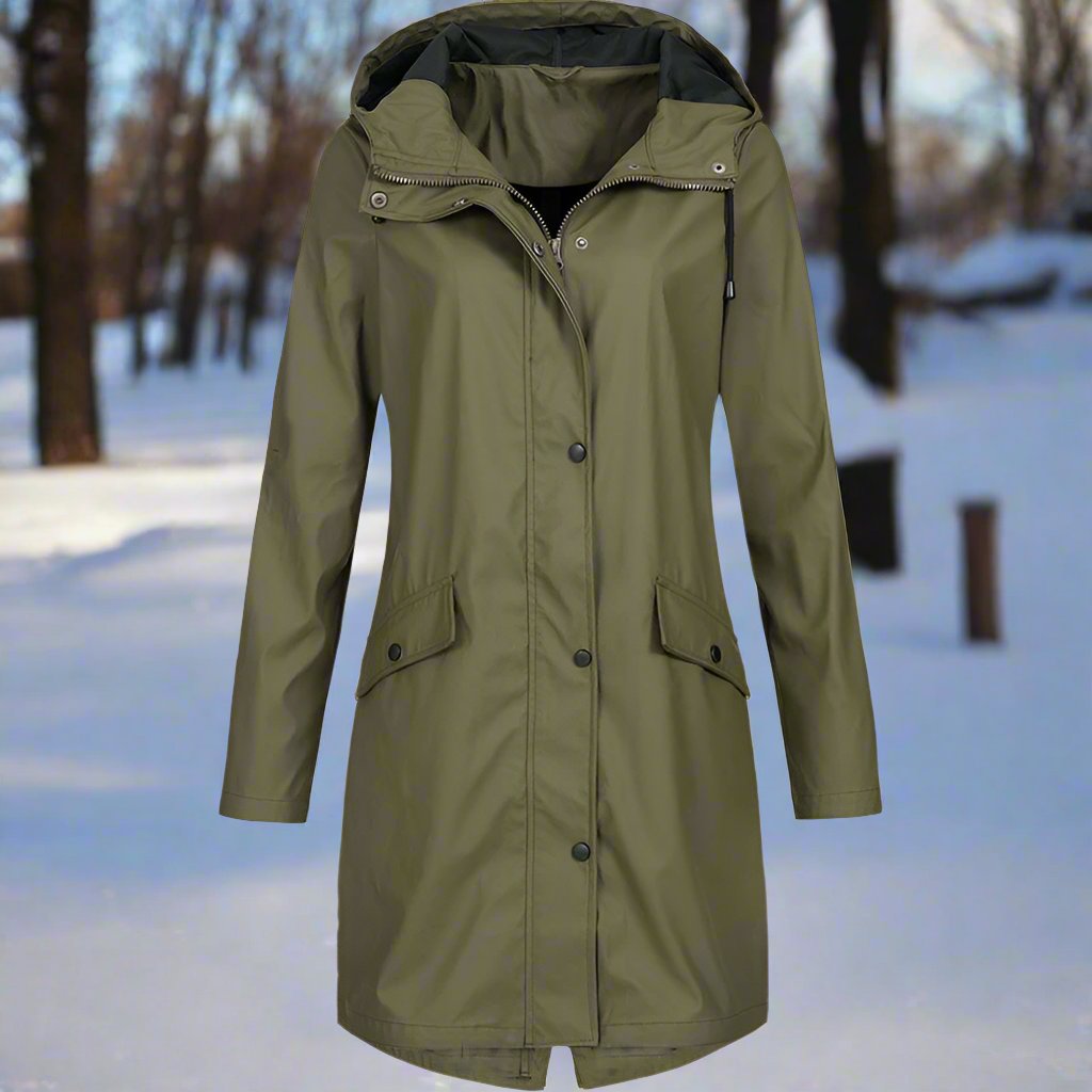 Krohn-e | Kapuzen-Regenjacke - Lockere Passform Mid-Thigh Regenjacke