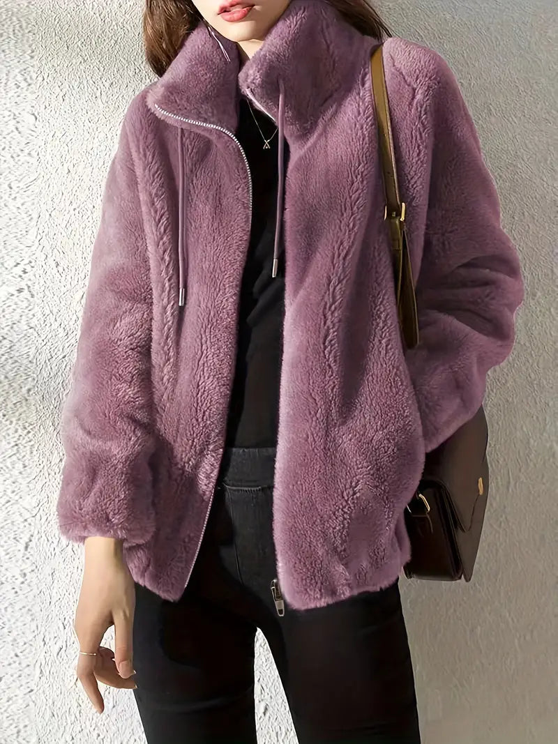 Krohn-e | Kapuzen Teddy-Jacke mit Kordelzug und Reißverschluss