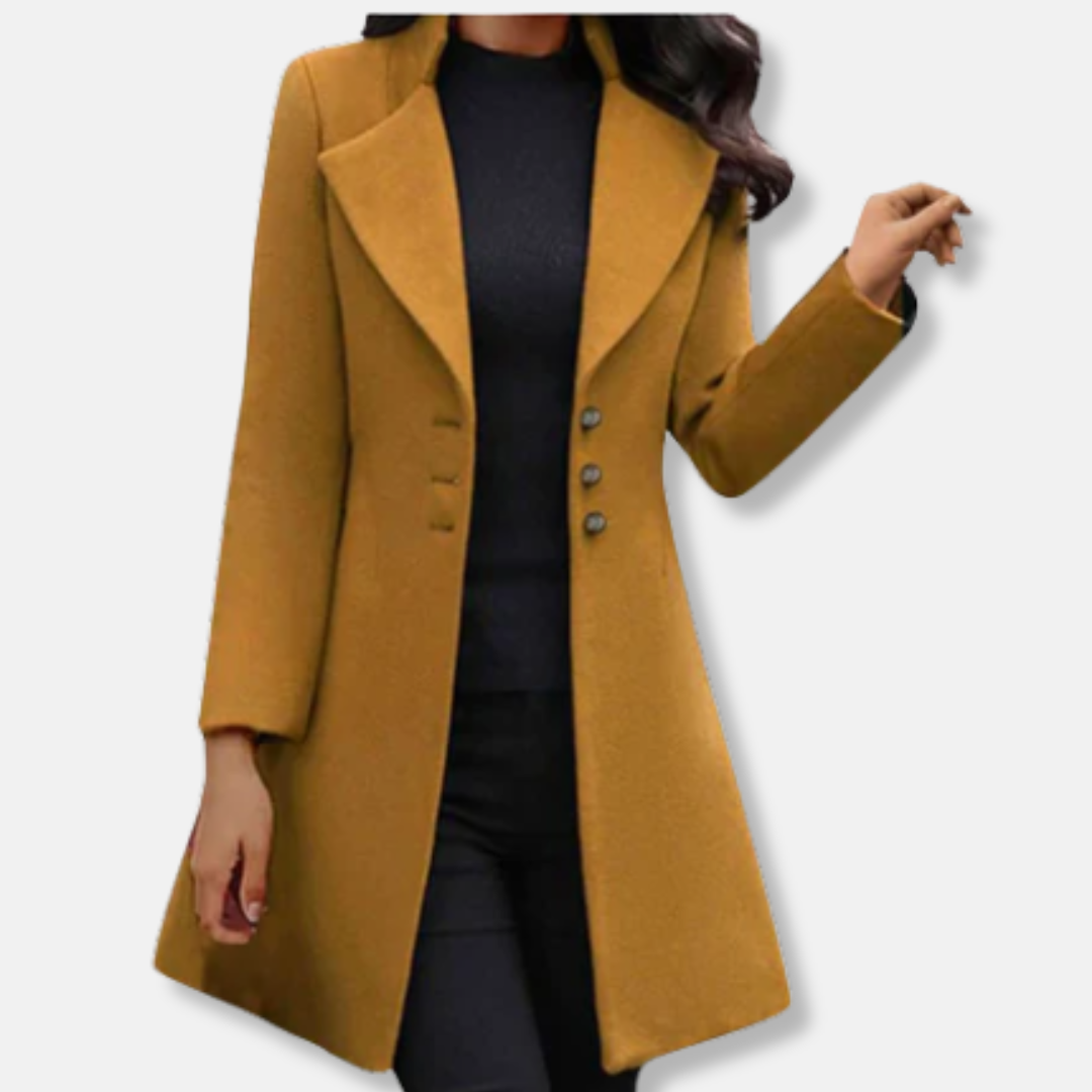 Krohn-e | Mantel - Wolle - Slim Fit - Mittellang - Doppelreihiger Verschluss - Eingekerbter Revers