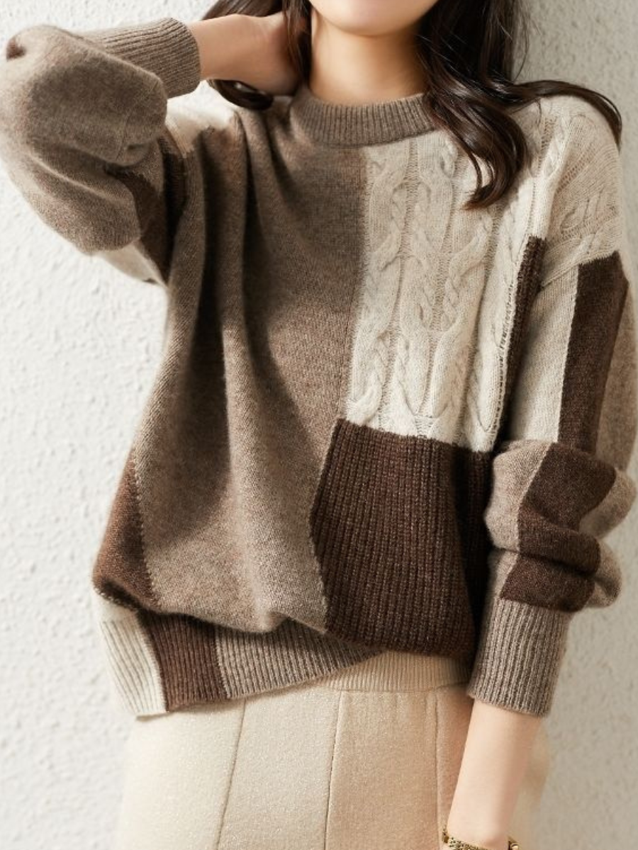Krohn-e | Schicker & Stylischer Strickpullover in Kontrastfarbe