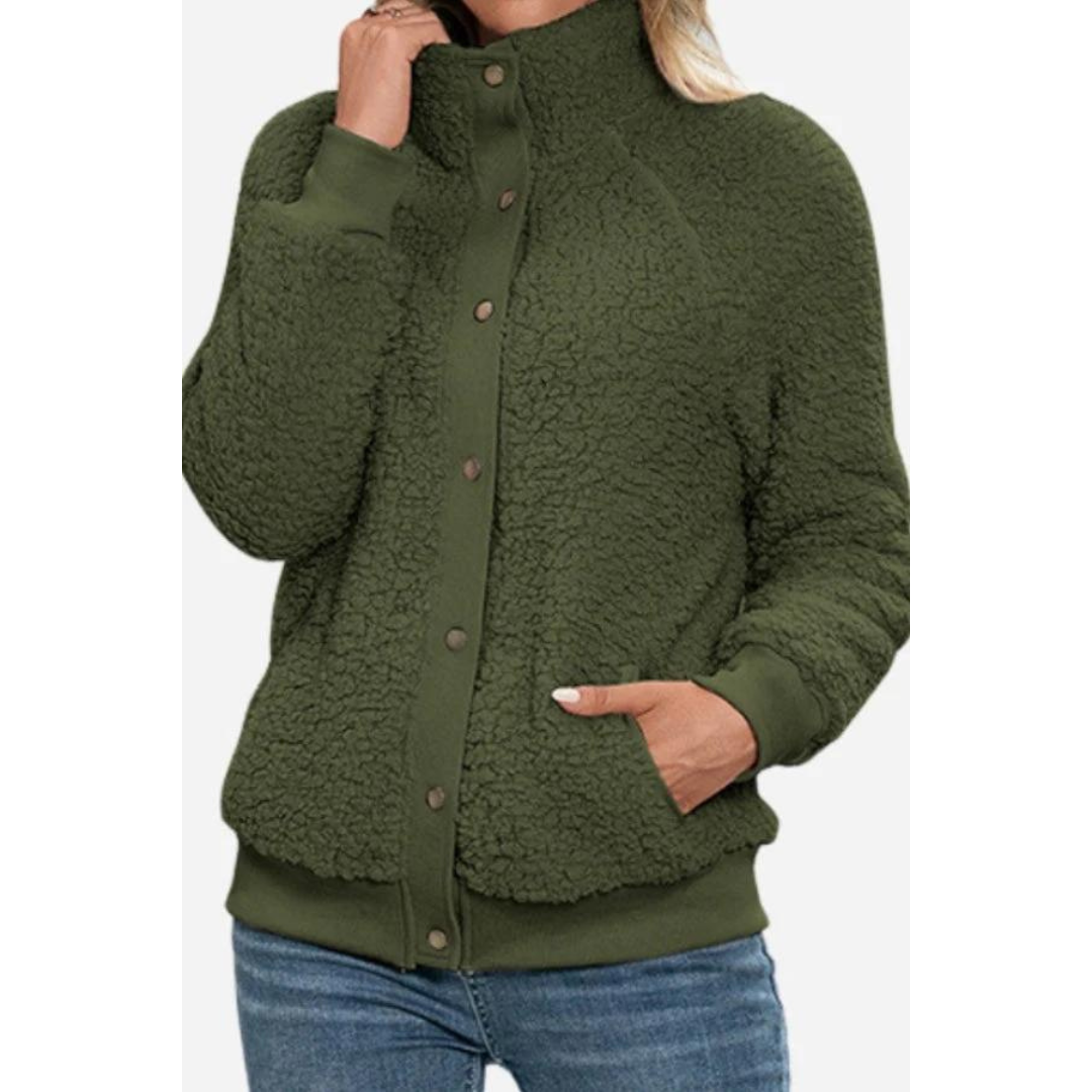 Krohn-e | Stehkragen-Knopfverschluss-Fleecejacke