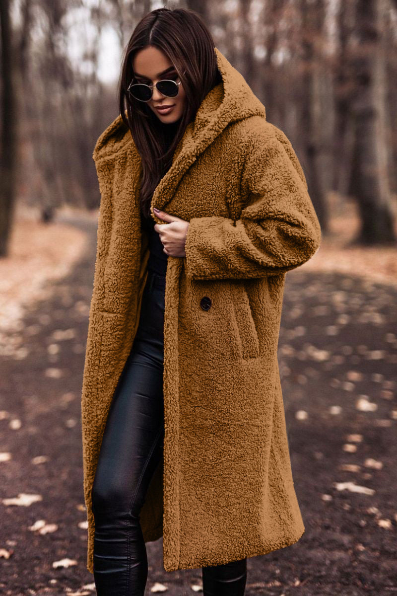 Krohn-e | Eleganter langer Plüschmantel für Damen