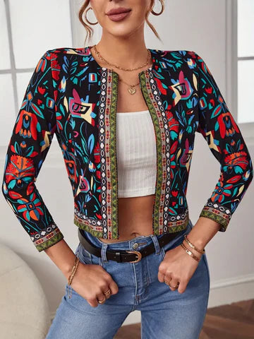 Iselin Jacke: Offener Schnitt mit Ethno-Muster