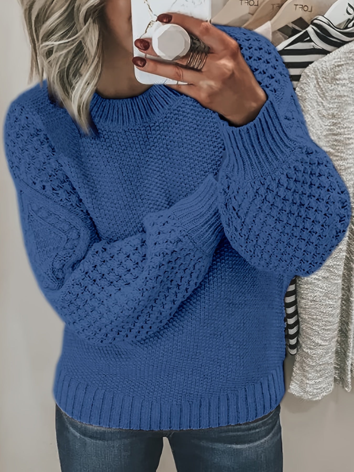 Krohn-e | Strickpullover mit Strukturärmeln Acryl Warm und Bequem