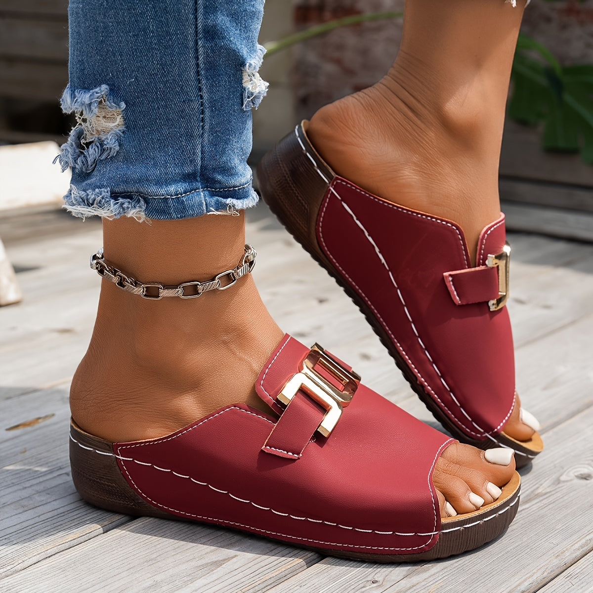 KROHN-E Damen Casual Sandalen Verstellbare Riemen Komfortsohle
