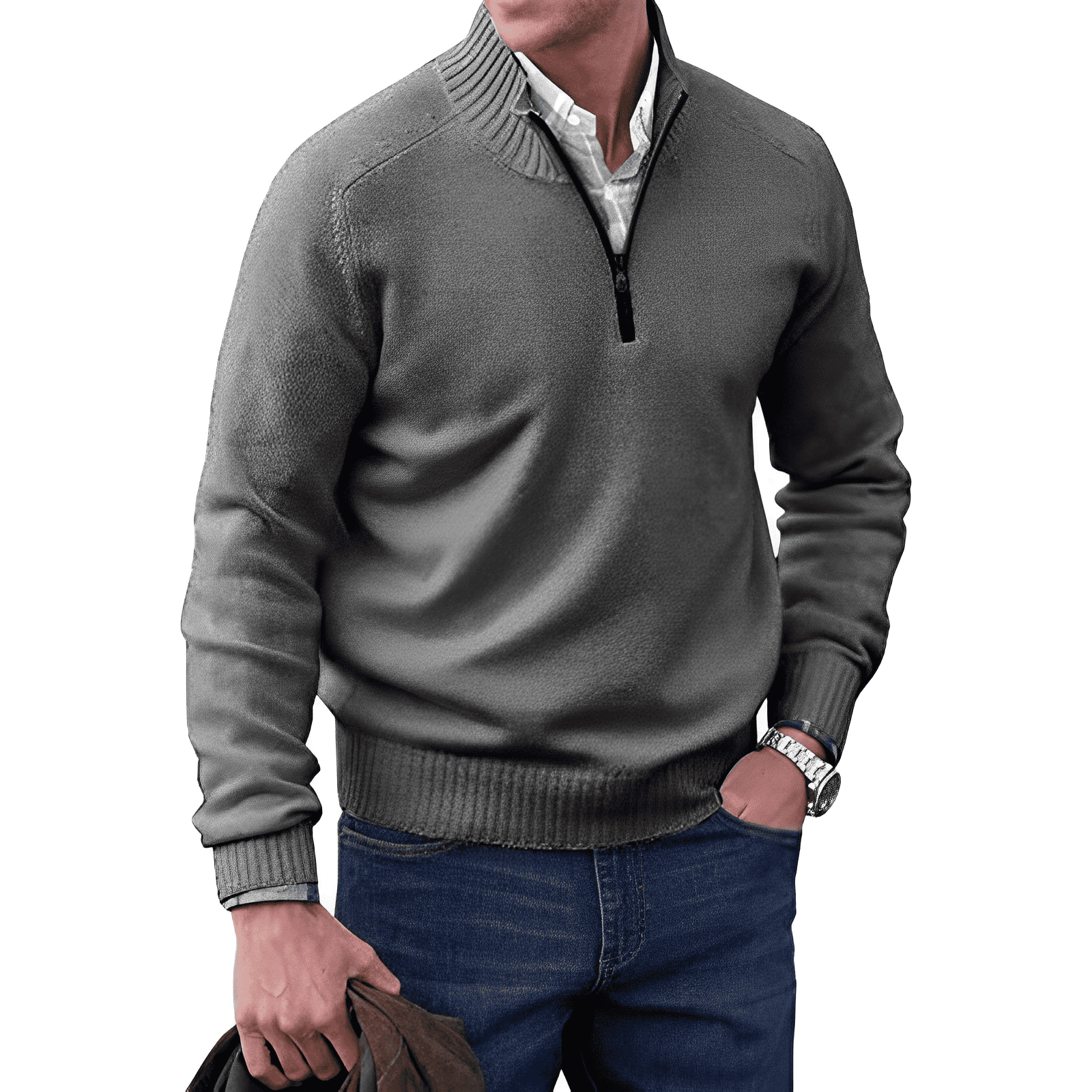 Herrenpullover Odin: Modisch mit Reißverschluss