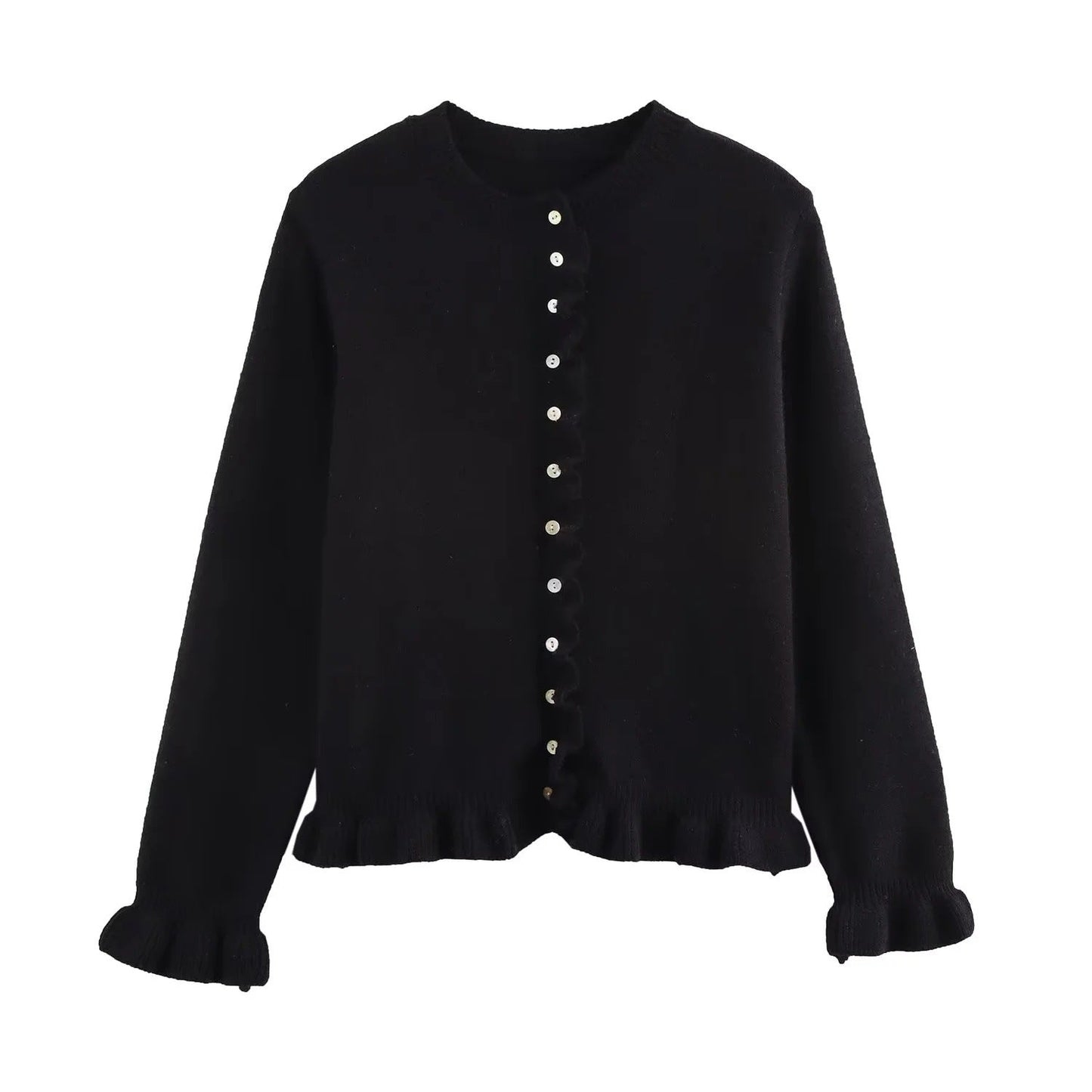 Krohn-e | Damen-Cardigan mit Knöpfen, schickes Lagen-Oberteil
