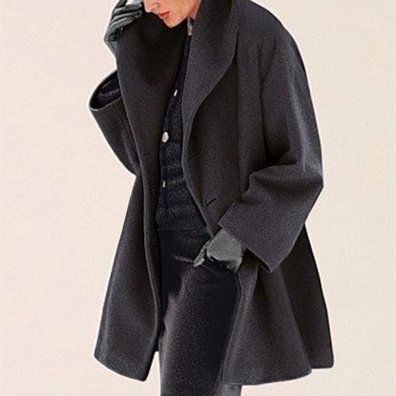 Krohn-e | Oversized Wollmantel Offene Front Eleganter Komfort