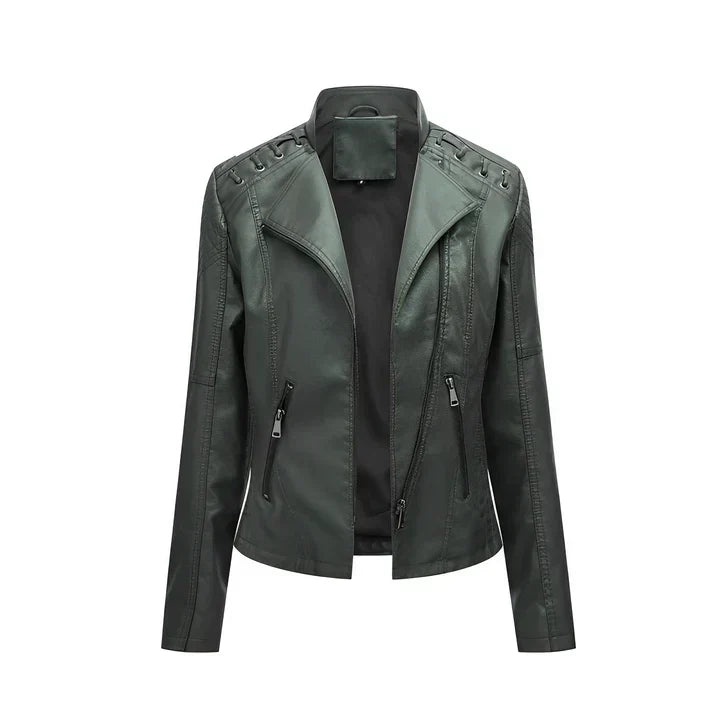 Krohn-e | Pudriges Lederjacke mit Reißverschluss