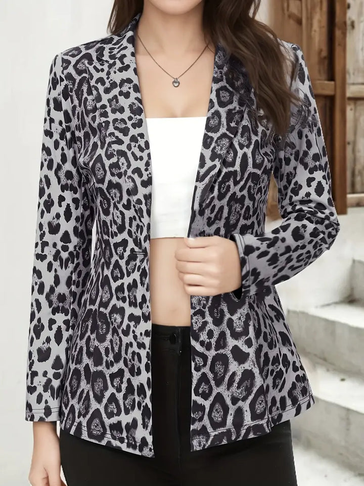 Dierenprint blazer met reverskraag