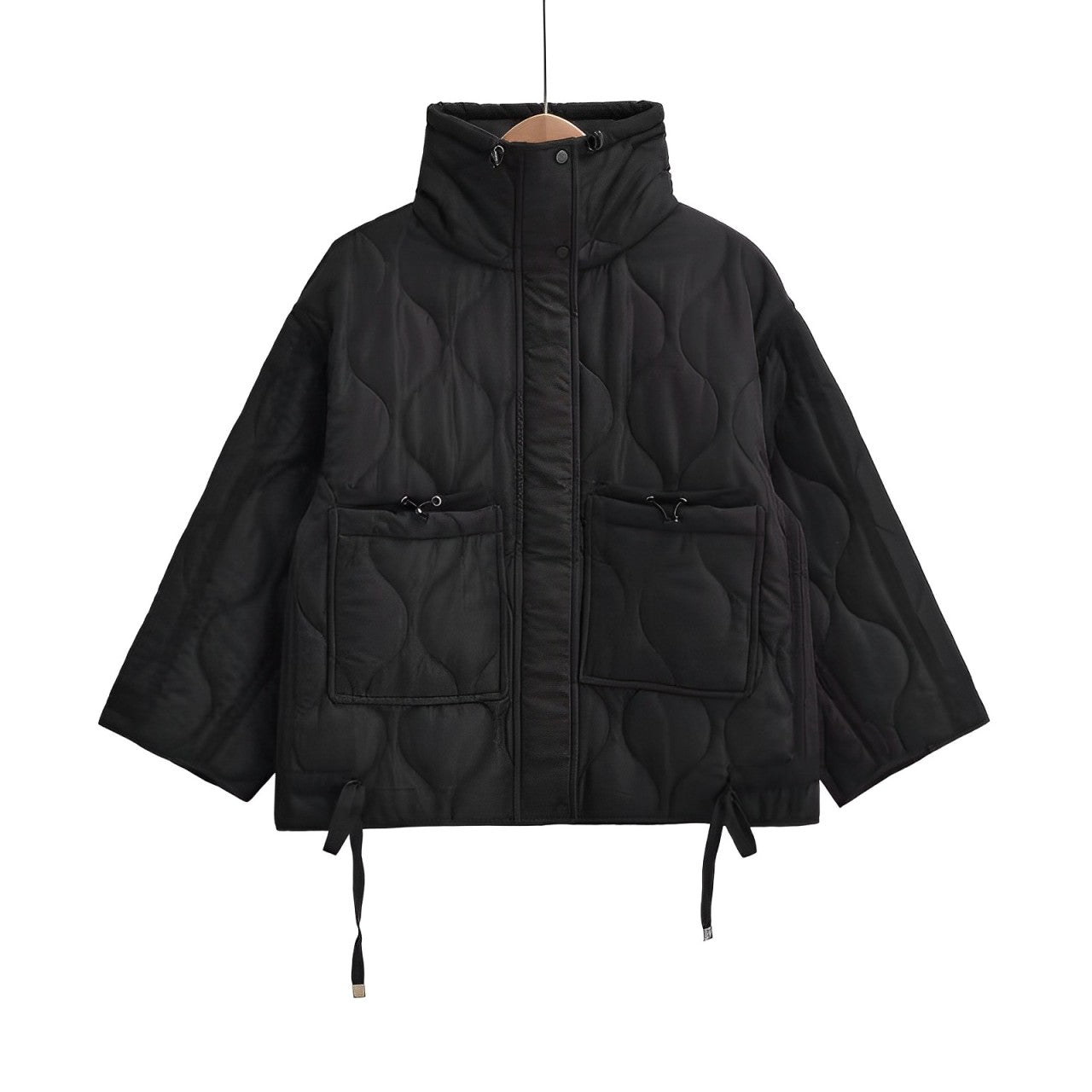 Krohn-e | Baumwolljacke in Hüftlänge mit Stehkragen und Kordelzug