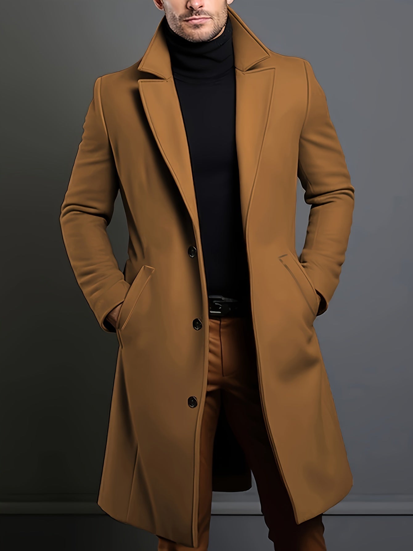 Krohn-e | Elegante Lange Jacke Polyester und Wolle Klassisch und Warm