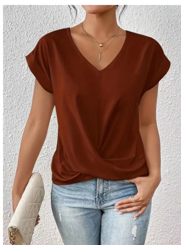 Damen T-Shirt von Fudus mit asymmetrischem Knoten für den Sommer