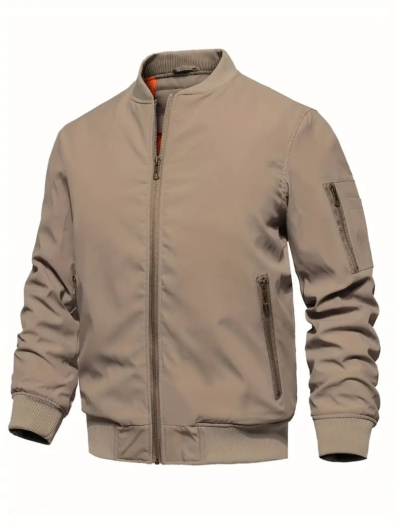 Herren-Bomberjacke mit orangem Innenfutter