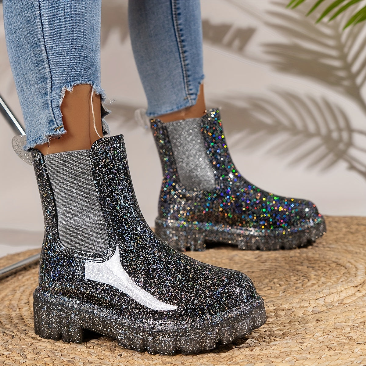 Bianca: Regenboots mit hohen Absätzen