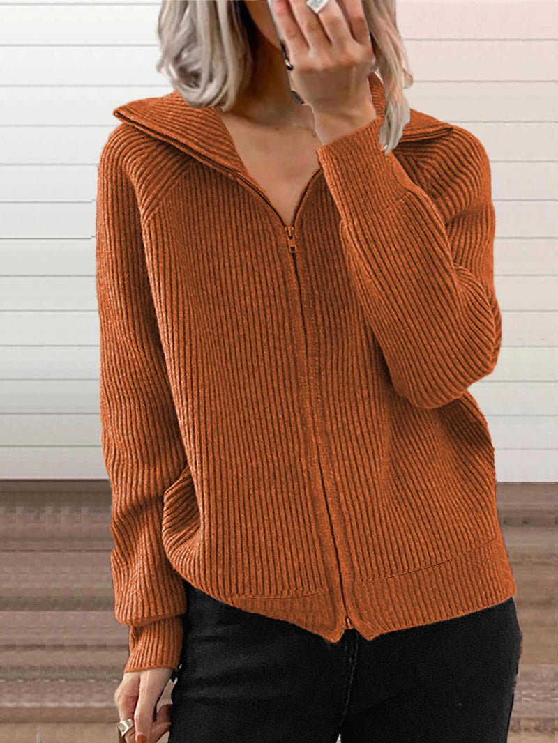 Krohn-e | Dicke Baumwoll-Strickjacke mit Reißverschluss