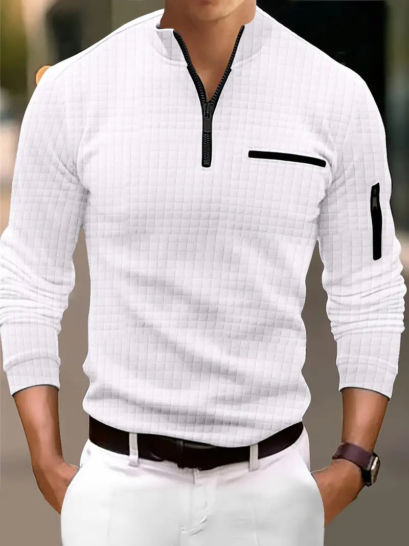 Fudus: Entspanntes Rollkragen-Langarmshirt mit Zipper