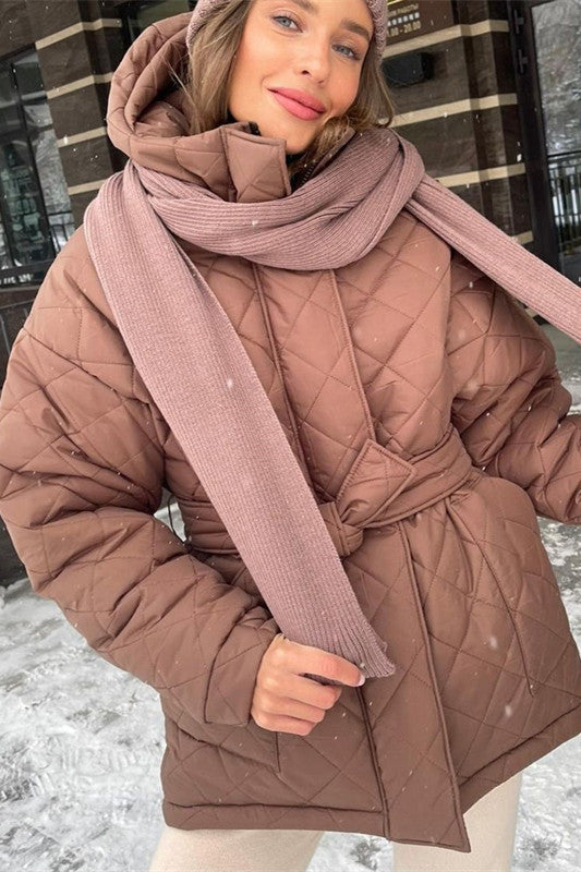 Krohn-e | Krawattengürtel Lockere Argyle Kapuzenparka