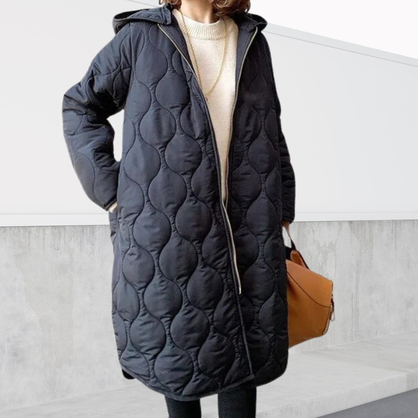 KROHN-E Damen Oversized Parka Winterjacke Kapuze Taschen