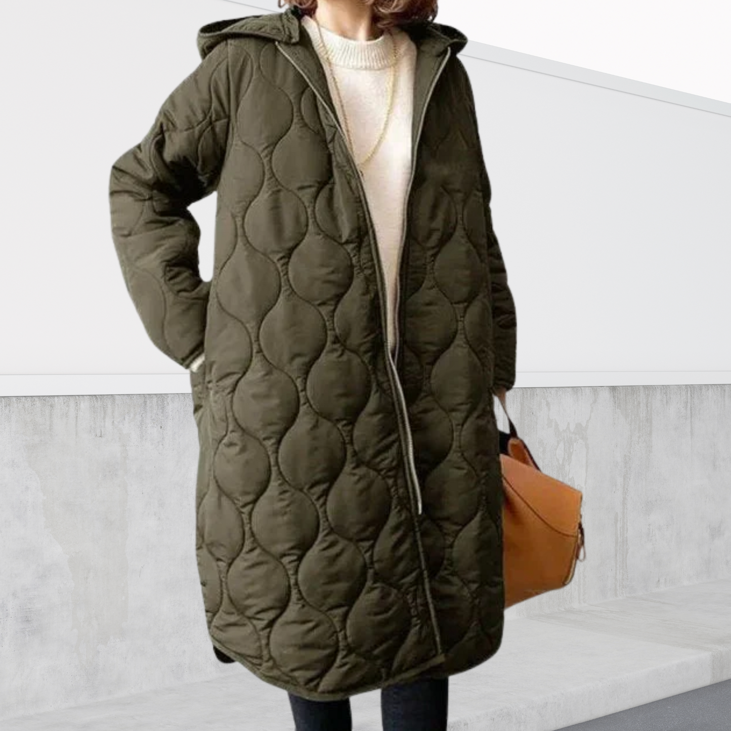KROHN-E Damen Oversized Parka Kapuze Taschen Winter
