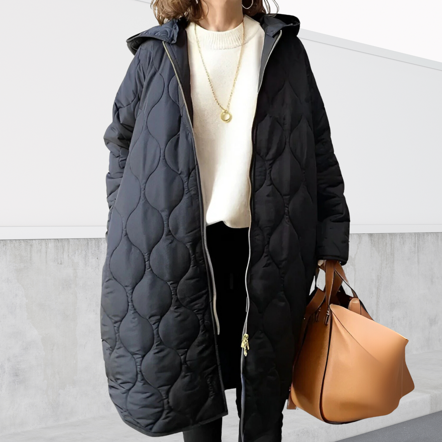 KROHN-E Damen Oversized Parka Kapuze Taschen Winter