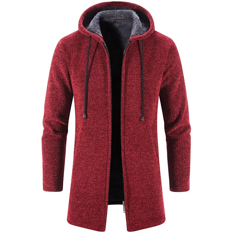 Krohn-e | Lang Kapuzenpulli mit Reißverschluss Weich und Warm Lässiger Komfort