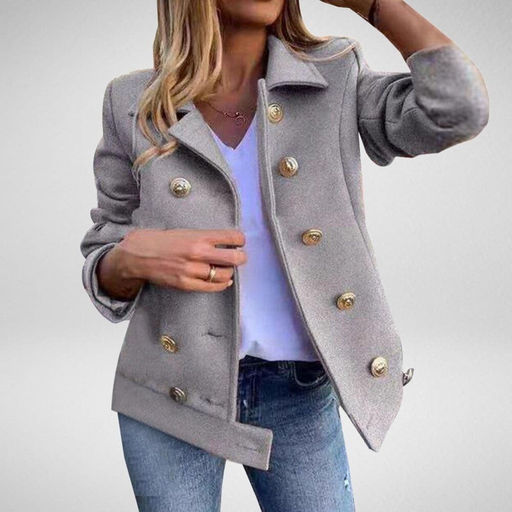 Krohn-e | Kurze Wolljacke mit Doppelreihigem Design Wollmischung Klassisch und Elegant