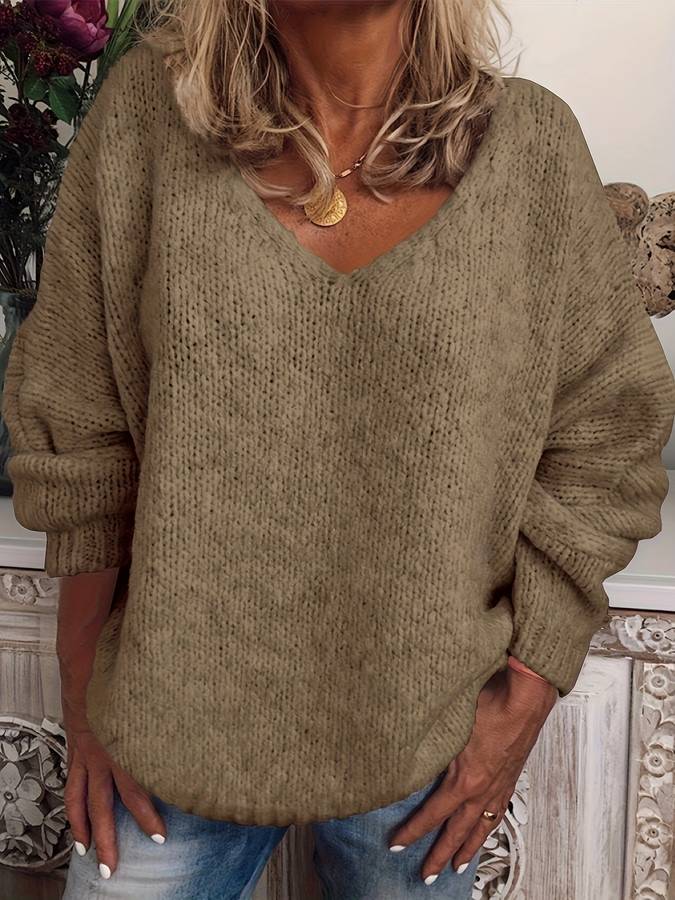 Großer Pullover mit V-Ausschnitt