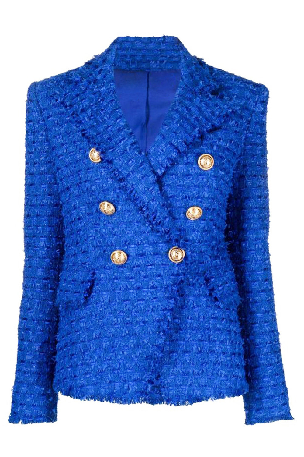 Krohn-e | Tweed Blazer Königsblau Goldknöpfe Stilvoll und Exklusiv