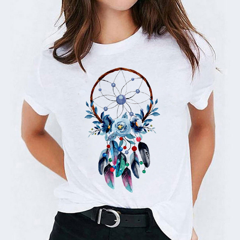 Süßes Cartoon-Shirt mit kurzen Ärmeln von Fudus