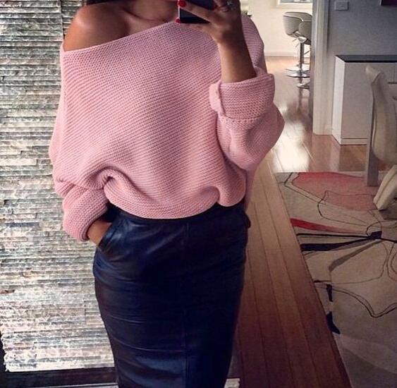 Damen lässiger Pullover mit weitem Schnitt und offener Schulter Krohn-e