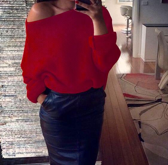 Damen lässiger Pullover mit weitem Schnitt und offener Schulter Krohn-e