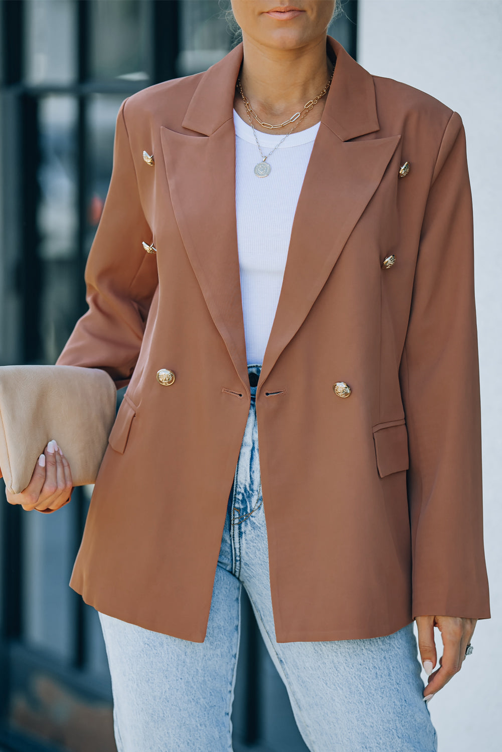 Krohn-e | Doppelreiher-Reverskragen Langarm Blazer