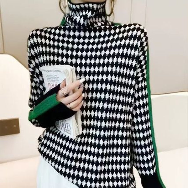 Krohn-e | Eleganter Pullover mit schwarz-weißem Karomuster - Krohn-e