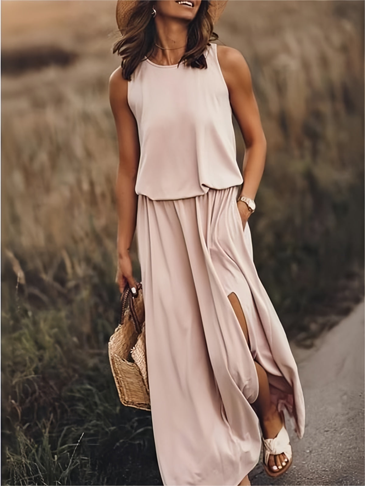 Einfaches Boho-Maxikleid aus Modal in vielen Farben – Edna