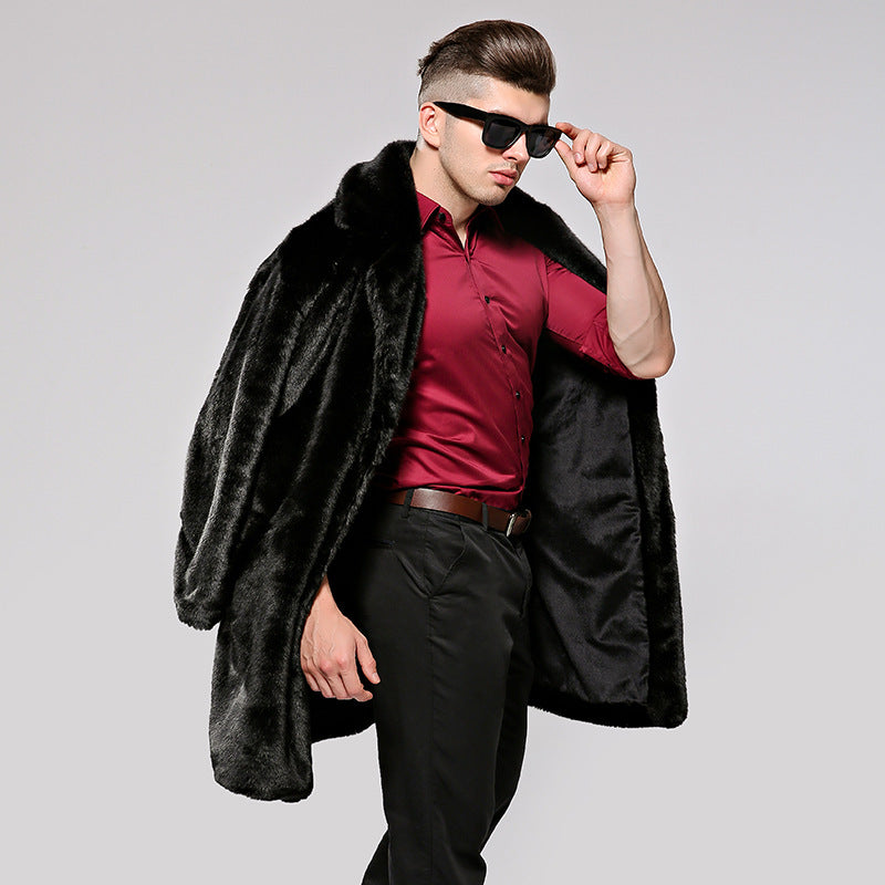 Herren Luxuriöses Kunstpelz-Cape mit voluminösem Kragen und vielseitigem Schnitt Krohn-e