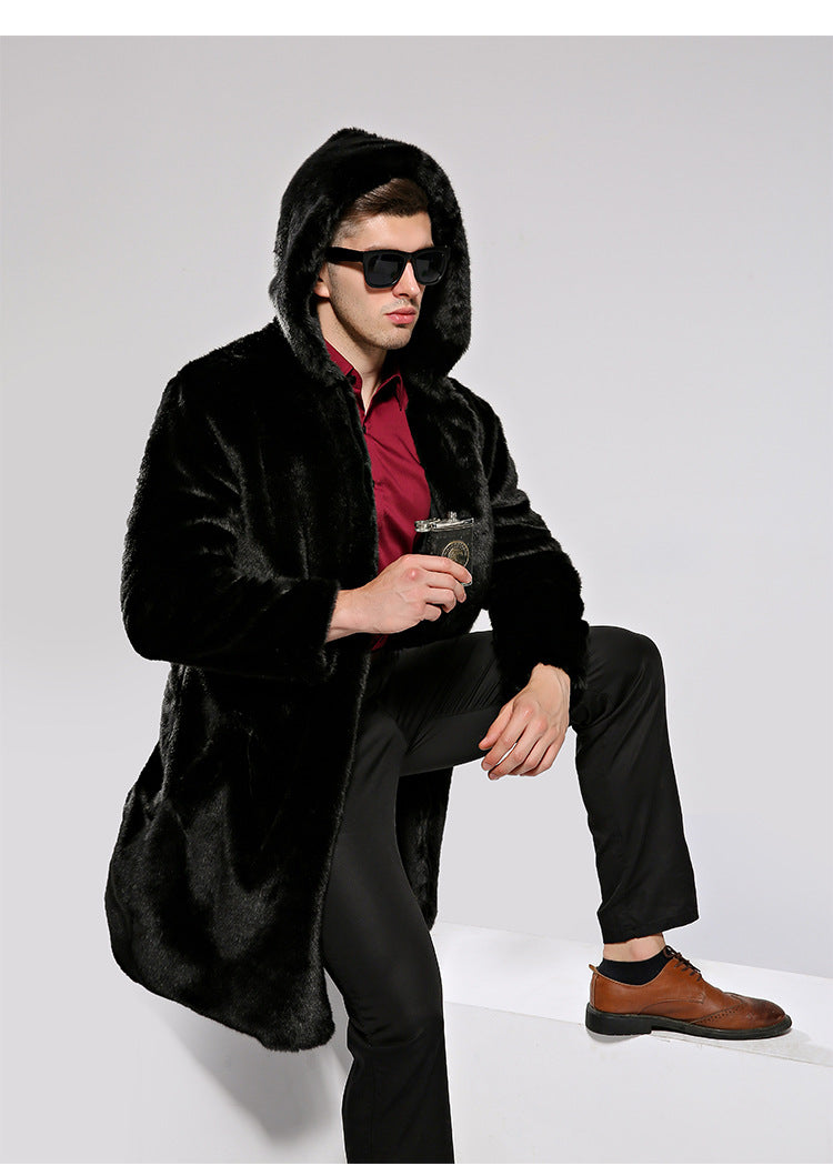 Herren Luxuriöses Kunstpelz-Cape mit voluminösem Kragen und vielseitigem Schnitt Krohn-e